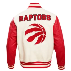 Toronto Raptors Retro Classic Cream Wool Varsity Jacket 3