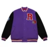 Toronto Raptors Team Legacy Full-Snap Purple and Black Satin Varsity Jacket