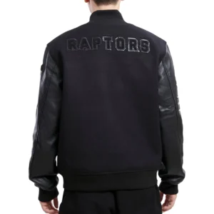 Toronto Raptors Triple Black Varsity Wool Jacket 2