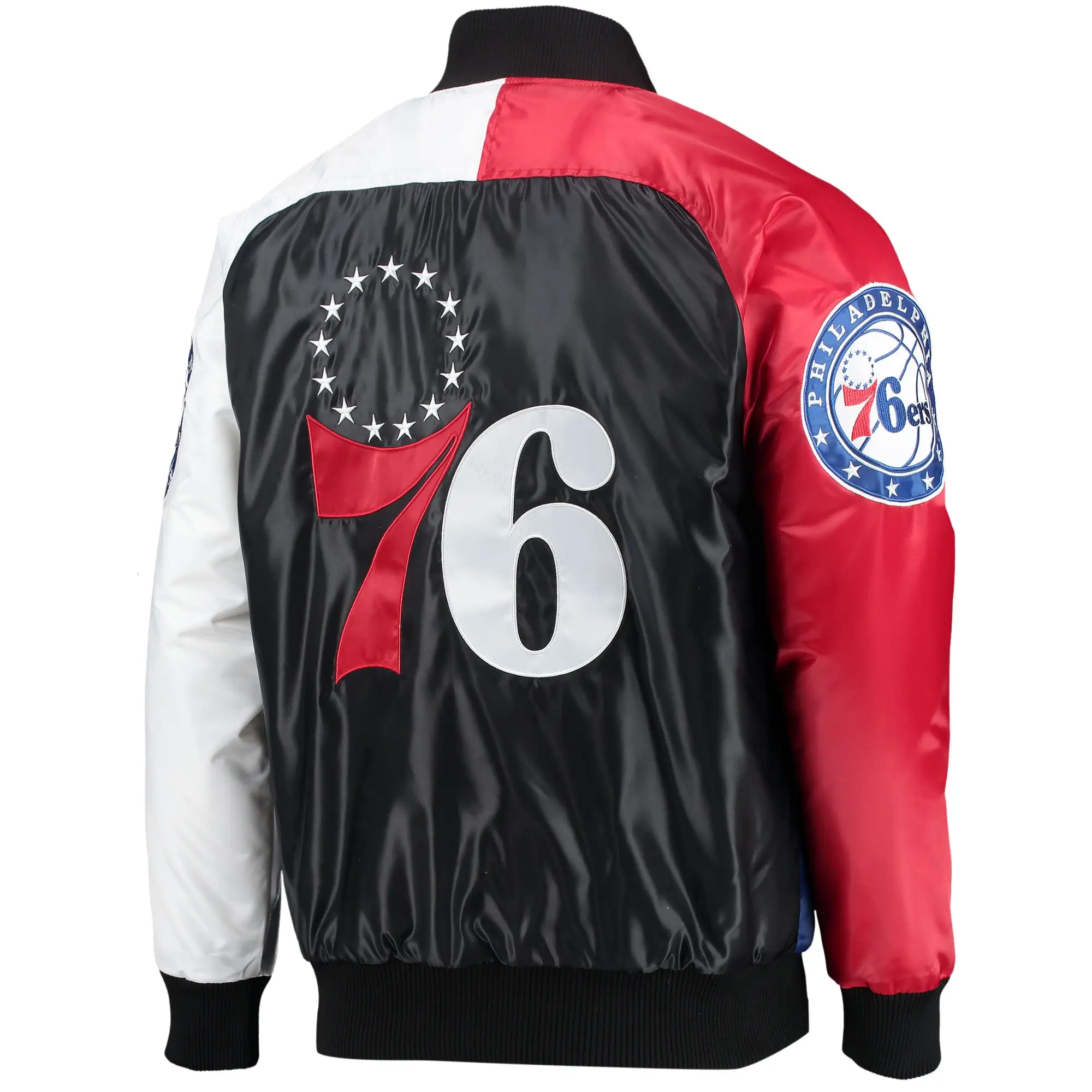 Tricolor Philadelphia 76ers Youth Raglan Varsity Jacket 1
