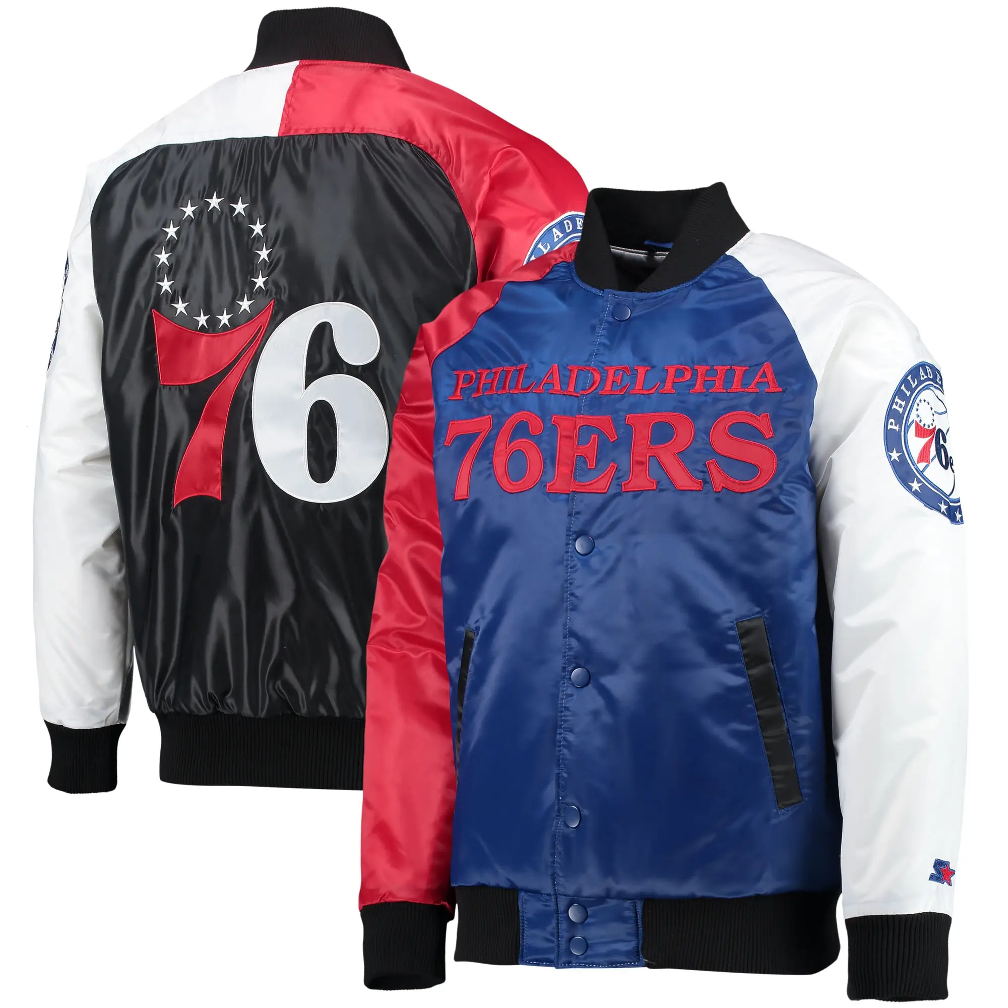 Tricolor Philadelphia 76ers Youth Raglan Varsity Jacket 2