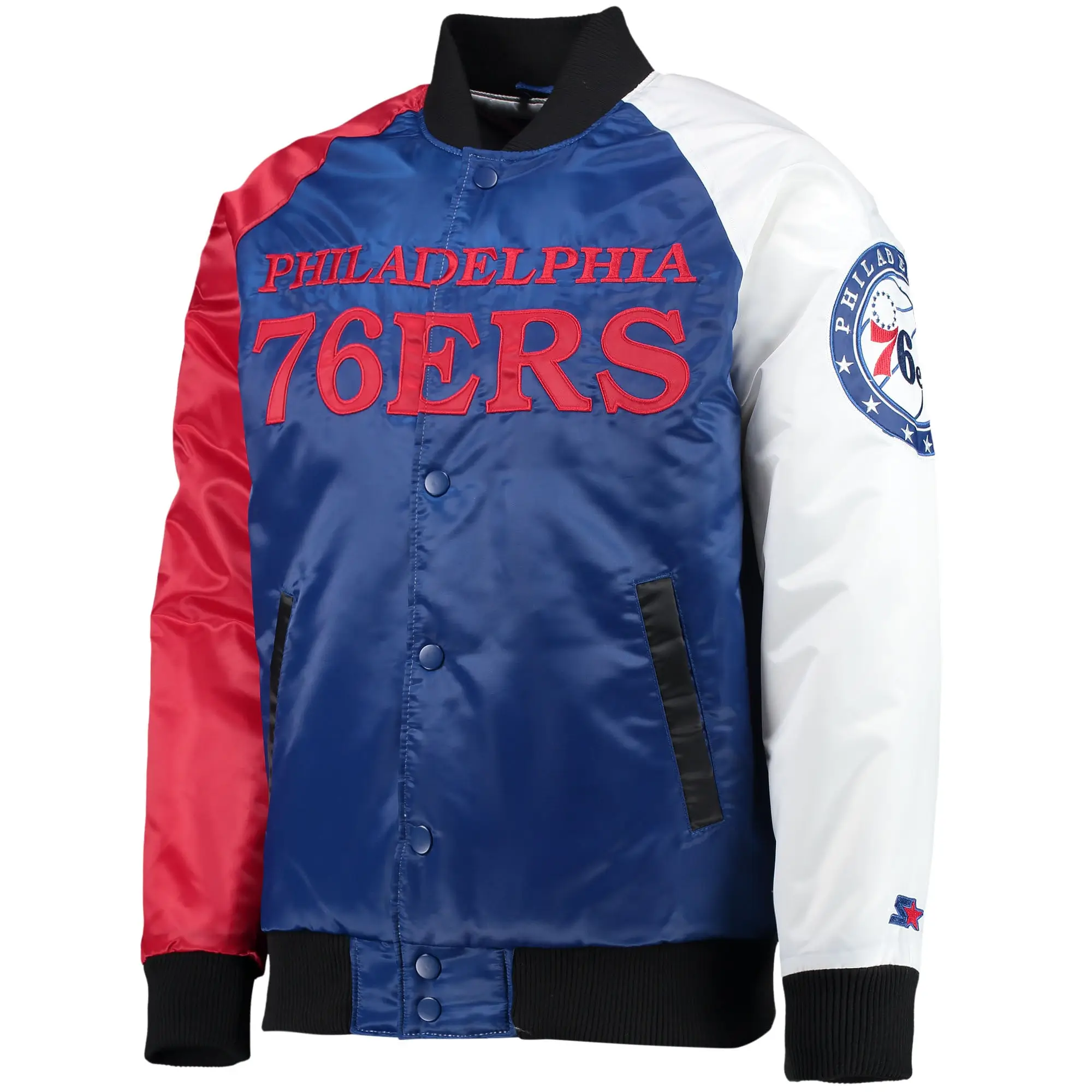Tricolor Philadelphia 76ers Youth Raglan Varsity Jacket