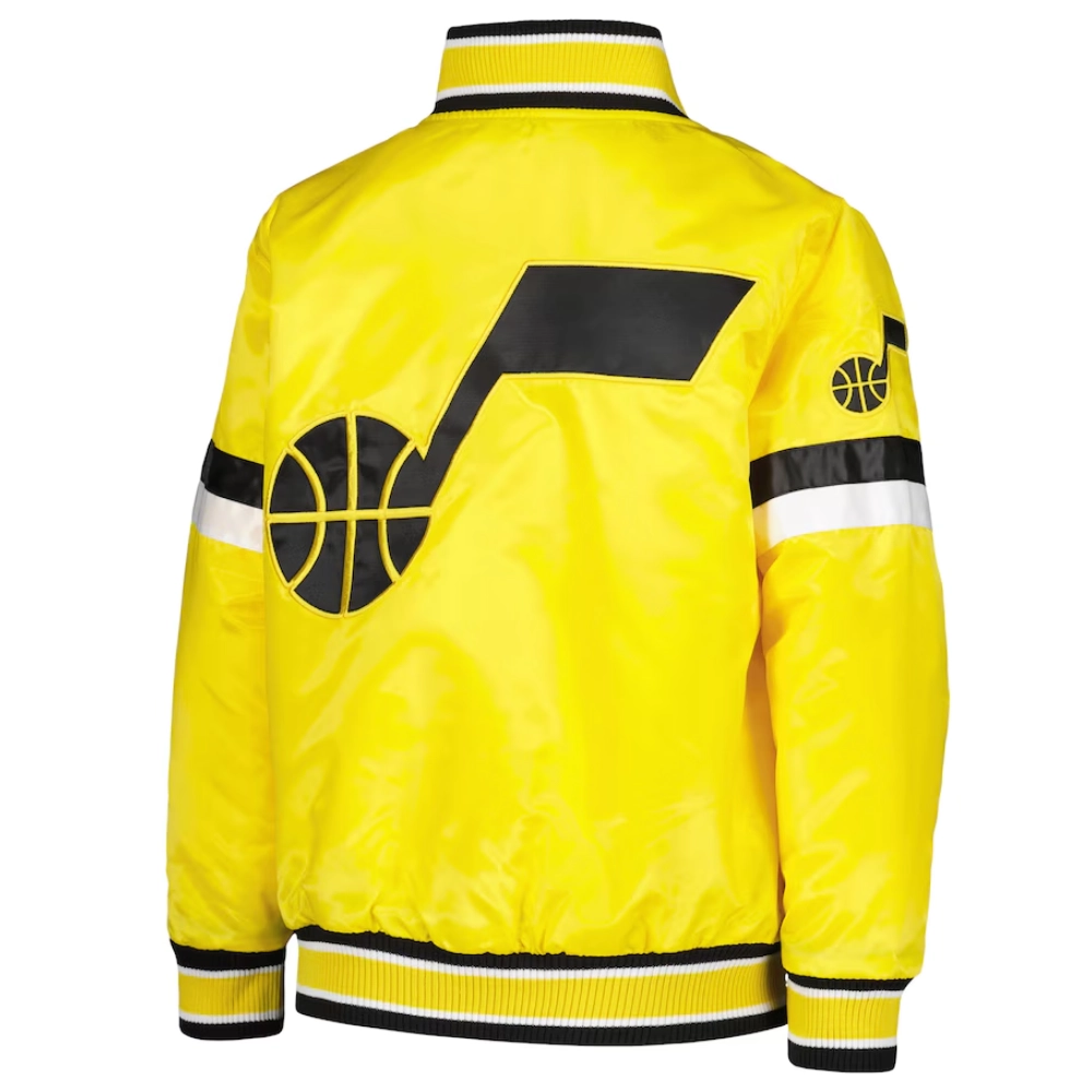 Utah Jazz Home Youth Home Game Yellow Varsity Jacket 1