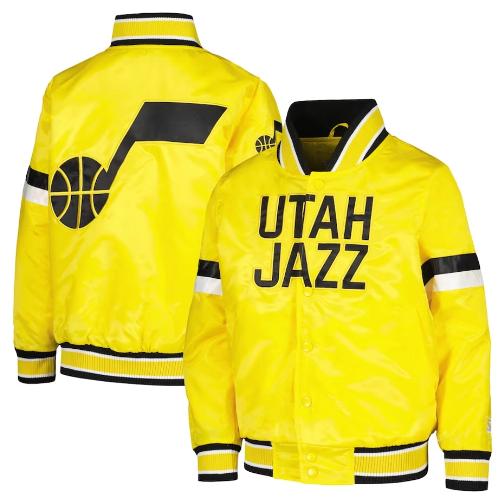 Utah Jazz Home Youth Home Game Yellow Varsity Jacket 2
