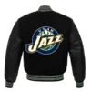Utah Jazz Letterman Wool Varsity Black Jacket 1
