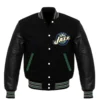 Utah Jazz Letterman Wool Varsity Black Jacket