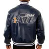 Utah Jazz Navy Blue Leather Jacket 1