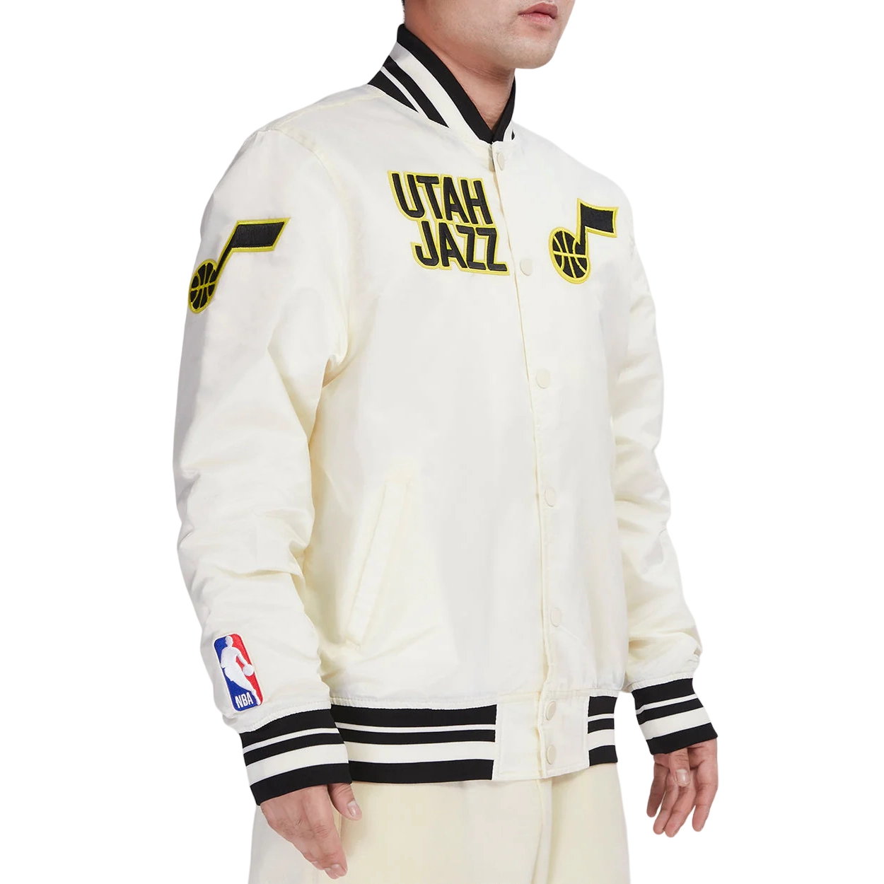Utah Jazz Retro Classic Varsity Cream Jacket 2