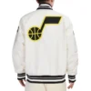 Utah Jazz Retro Classic Varsity Cream Jacket 3