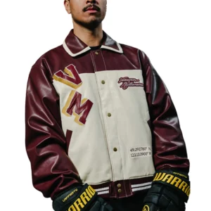 Vancouver Canucks Shirt Collar Leather Varsity Jacket 1