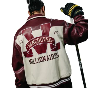 Vancouver Canucks Shirt Collar Leather Varsity Jacket