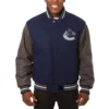Vancouver Canucks Two Tone Navy Blue and Grey Jacket