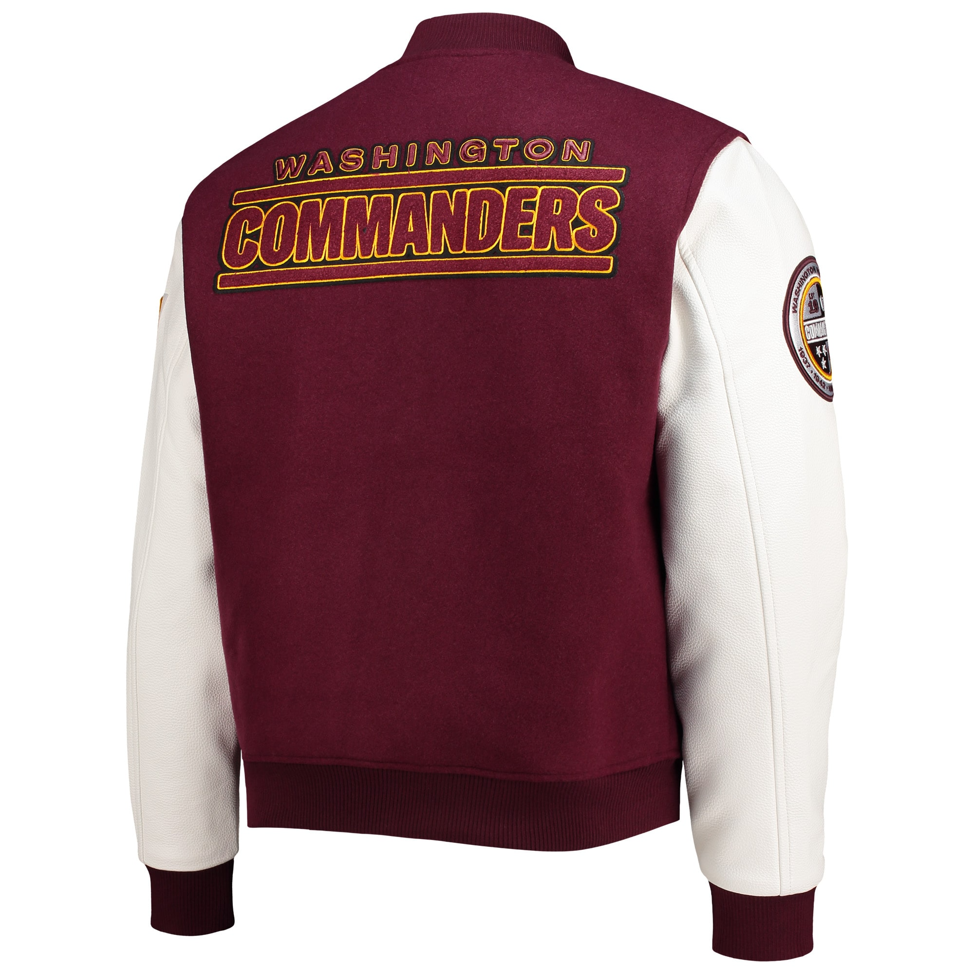 Washington Commanders Classic Logo Full-Zip Burgundy & White Varsity Jacket 1