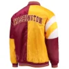 Washington Commanders Leader YellowMaroon Satin Varsity Jacket 1