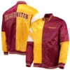 Washington Commanders Leader YellowMaroon Satin Varsity Jacket 3