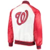Washington Nationals Clean-Up Hitter White & Red Full-Snap Satin Varsity Jacket 1