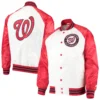 Washington Nationals Clean-Up Hitter White & Red Full-Snap Satin Varsity Jacket 3