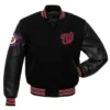 Washington Nationals Letterman Black Wool & Leather Varsity Jacket