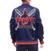 Washington Nationals Mashup Logo Navy Satin Varsity Jacket 1