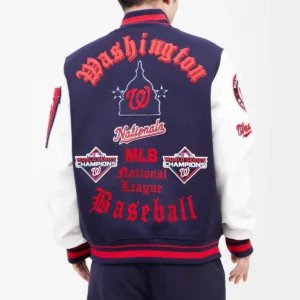 Washington Nationals Old English Wool & Leather Varsity Jacket 1