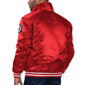 Washington Nationals Silver Tab Satin Trucker Varsity Red Jacket 1