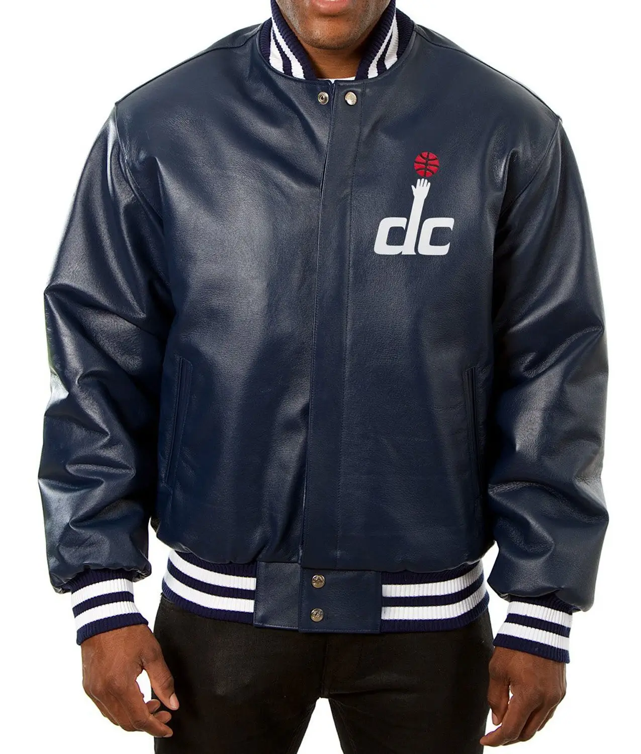 Washington Wizards Navy Blue Leather Jacket