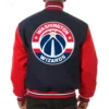 Washington Wizards Navy Blue Two Tone Wool Varsity Jacket 1