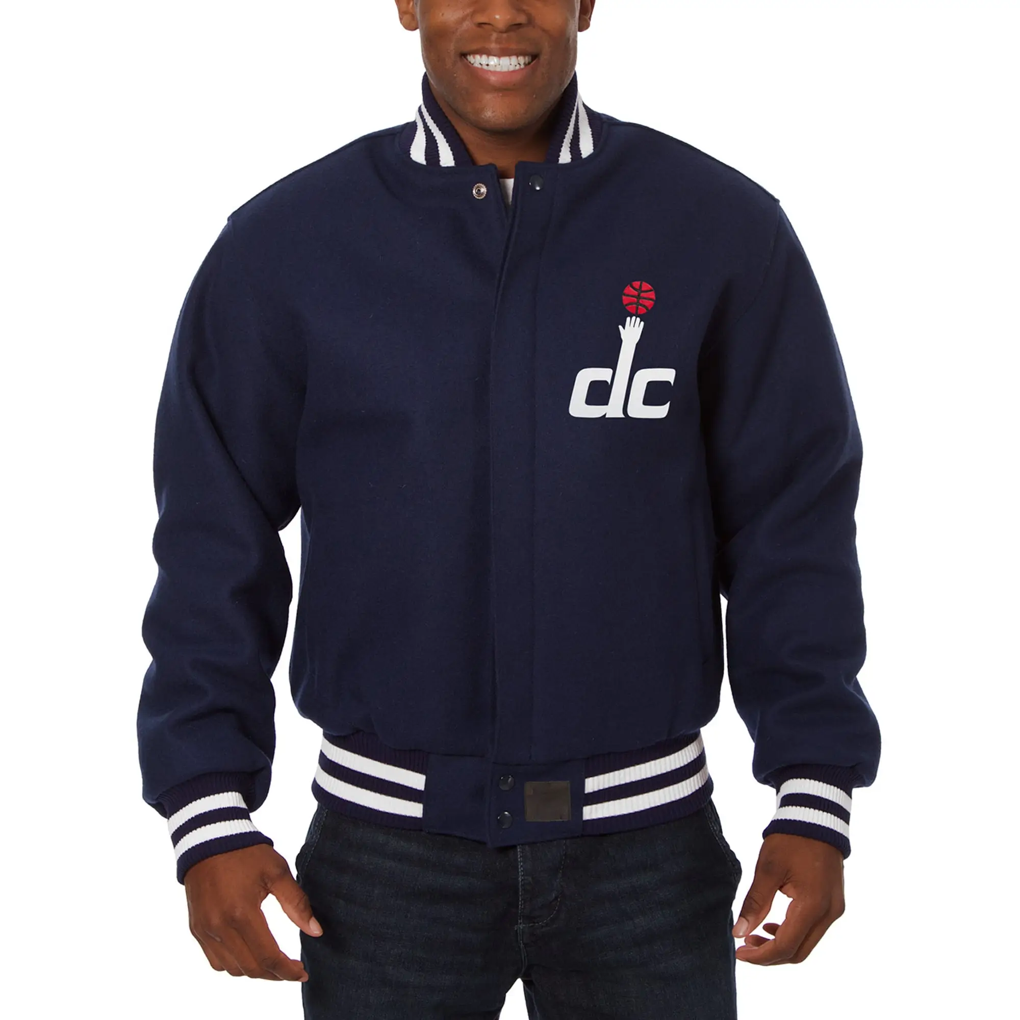 Washington Wizards One Color Navy Blue Varsity Jacket