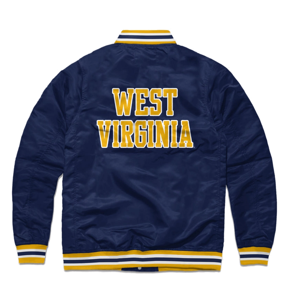 West Virginia Mountaineers Logo Varsity Jacket Navy Blue 1