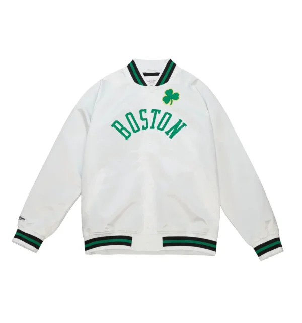 White Boston Celtics Lightweight Varsity Jacket