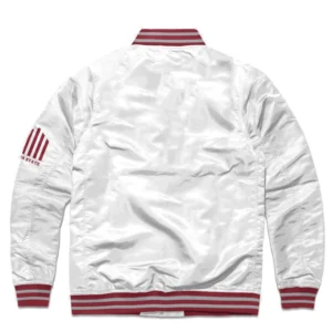 White Iowa State AMES Arch Bomber Varsity Jacket 1