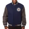 Winnipeg Jets Handmade Navy Varsity Jacket
