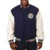 Winnipeg Jets Two Tone Navy Wool Varsity Jacket