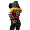 Women's 8 Ball Color Block Yellow Genuine Leather Jacket with Removable Fur Hood