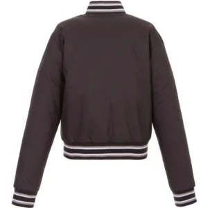 Women’s Arizona Diamondbacks One Color Poly Twill Full-Snap Charcoal Varsity Jacket 1