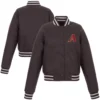 Women’s Arizona Diamondbacks One Color Poly Twill Full-Snap Charcoal Varsity Jacket 2