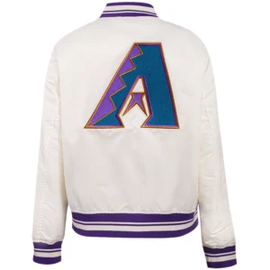 Women’s Arizona Diamondbacks Retro Classic Rib Knitted Satin Varsity Jacket 1