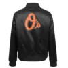 Women's Baltimore Orioles Classic Black Satin Varsity Jacket