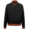 Women’s Baltimore Orioles Script Tail Full-Snap Satin Varsity Jacket 1