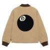 Women's Classic 8 Ball Stussy Light Brown Quilted Liner Jacket