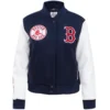 Women’s Classic Boston Red Sox Team Players Wool & Leather Varsity Jacket