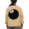 Women's Classic Eight Ball Stussy Light Brown Quilted Liner Nylon Jacket