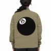 Women's Classic Eight Ball Stussy Olive Green Quilted Liner Nylon Jacket