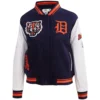 Women’s Detroit Tigers Retro Classic Wool & Leather Varsity Jacket Navy & White