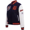 Women’s Detroit Tigers Retro Classic Wool & Leather Varsity Jacket Navy & White 2