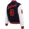 Women’s Detroit Tigers Retro Classic Wool & Leather Varsity Jacket Navy & White 3