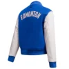 Women’s Edmonton Oilers Classic Royal Blue Varsity Jacket 3