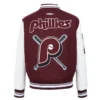 Women’s Philadelphia Phillies Mashup Maroon Wool Varsity Jacket