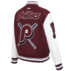 Women’s Philadelphia Phillies Mashup Maroon Wool Varsity Jacket with Leather Sleeves