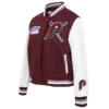 Women’s Philadelphia Phillies Mashup Wine Wool Varsity Jacket with Leather Sleeves
